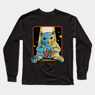 Heart Hungry Cat Sticker Long Sleeve T-Shirt